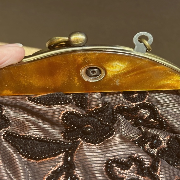 VTG Beaded Embroidered Handbag Purse Chain Mother-of-Pearl Formal Luxe VictoriaV - Picture 7 of 16